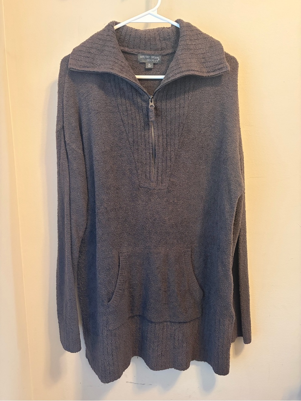 Barefoot Dreams CozyChic Lite Quarter Zip Pullover XL gray